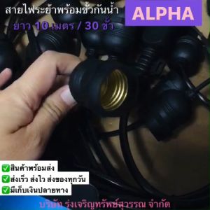 สายไฟระย้าพร้อมขั้วกันน้ำ 10เมตร+ขั้ว 30 อัน สายVCT 2x1.5 Sq.mm. ไฟระย้า สายระย้า ขั้วห้อย ไฟประดับ ไฟห้อย ขั้วพร้อมสาย ขั้วเกลียว E27 พร้อมส่ง