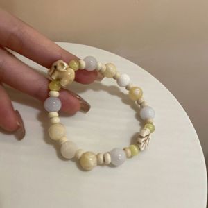 Delicate Ceramic Beaded Bracelet for Women Student Party High Value Minimalist Fashion Jewelry Polished Surface Plant Floral Pattern