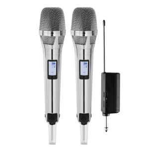 Wireless Microphone One to Two Plated Silver Gold Skm9000 Kk205 Stage Performance Speaker Amplifier Family KTV Handheld Heart-Patterned