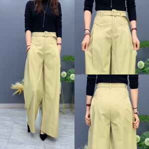 High Waist Wide Leg Pants Womens Casual Fashion Slimming Long Pants Autumn New Style Pocket Detail Zipper Closure Comfortable Fit