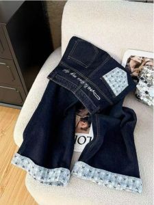 กางเกงยีนส์ทรงตรงผู้หญิงสไตล์เกาหลีย้อนยุคพร้อมโบว์ผีเสื้อ ทรงหลวม ทรงหลวม กางเกงยีนส์ทรงตรงยาวถึงพื้น