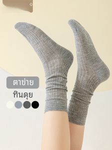 ถุงเท้าผู้หญิงสีเทา ทรงบัลเล่ต์ ครึ่งแข้ง ทรงบาง ฤดูใบไม้ผลิและฤดูใบไม้ร่วง ถุงเท้าผู้หญิงแบบยาว ไร้กระดูก สำหรับใส่กับรองเท้าหนังขนาดเล็ก