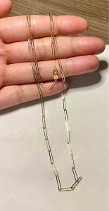PAWNABLE 18K Saudi Gold Paperclip Chain Necklace(2mm/Lightweight manipis✨)