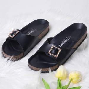BELLEZA Dunkenstock TIMMY Sandal Wanita Slop Casual Model Birken Sol Puyuh Sara Sara Sendal Cewek Kulit Santai Beleza Strap Gesper 1 Kristal Blink Empuk Selop Anti Slip Shoes Mall Official Store