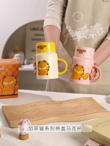 Garfield Design Ceramic Mug with Mug lid/cover mugs coffee mug cup coffee lid