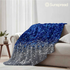 Beast Kingdom | Blue Glitter Soft Warm Flannel Blanket Lightweight Cozy Christmas Halloween Home Decor Room