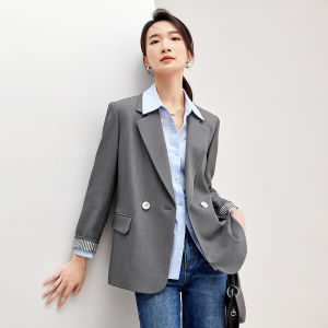 Business Commute Versatile Button up Long Sleeve Suit Jacket Womens Loose Fit Pure Color Design Autumn New Arrival