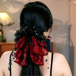 Korean Style Cloud Feather Hair Tail Clip Red Volumizing Hair Accessory Versatile Fashionable Original Design Fabric Hairpin