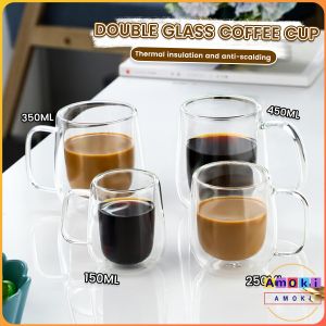 Amoki Glass Coffee Cup Beverage Cups Heat-resistant Milk Tea Mug 150-450ml