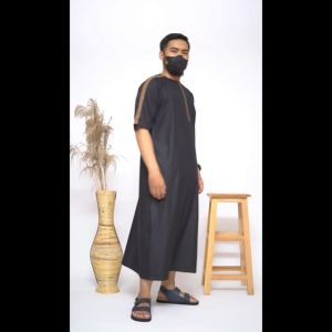 KHOIRUMMAH Jubah Ummah Dewasa - Gamis Pria Dewasa- Jubah Polos Lengan Pendek - Dark Grey, Light Grey, Black