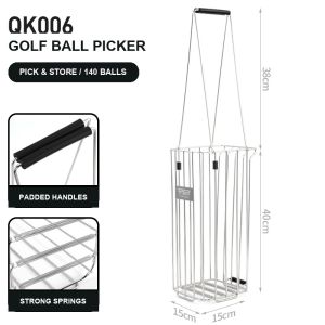 PGM | PGM QK006 2-in-1 Golf Ball Picker and Storage Basket 304 Stainless Steel 140-Ball Capacity No-Bend Pickup