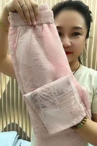 Quần Dài Nữ Mùa Hè Bằng Vải Satin Ren Quần Dài Đến Mắt Cá Chân Chống Nắng Dáng Rộng Quần Dài Thường Ngày Cho Nữ