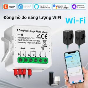 Công Tơ Điện Thông Minh Kỹ Thuật Số Tuya WiFi 100-240V 80A Kẹp Biến Dòng Cho Hệ Thống Năng Lượng Mặt Trời Giám Sát Sản Lượng Và Tiêu Thụ Điện Năng