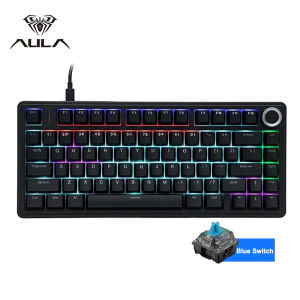 AULA | Aula F75 Wired Gaming Keyboard 75% RGB Backlight ABS Keycap Gasket Structure Hot Swappable Office Mechanical Keyboards With Knob