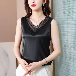 Lieoyuarn | Oversized Lace Satin Sleeveless Womens Vest