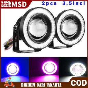 (Dikirim Dari Jakarta) 2Pcs Lampu Led Foglamp 89 mm 3.5 inch Fog Light Projie Mobil LED ANGEL EYES Universal Model Biru es