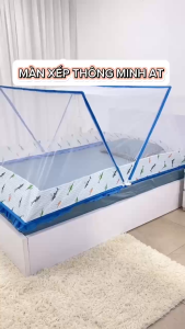 V2 Màn xếp Thông minh-Mùng gấp gọn thế hệ mới màn chụp thông minh khớp nối hiện đại chống muỗi hiệu quả