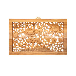 New Chinese Style Bedroom Decorative Carved Wooden Painting Real Wood Camphor Wood Carving Hanging Ornament Door Window Design