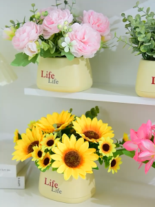 Artificial flowers sunflower floral art small potted plants dining table green plant decorations