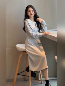 ชุดเดรสยาวทรงเอเอวสูงสไตล์ฝรั่งเศส แขนยาว กระโปรงทรงเอ กระโปรงสั้น ฤดูใบไม้ผลิและฤดูใบไม้ร่วง กระโปรงสั้น