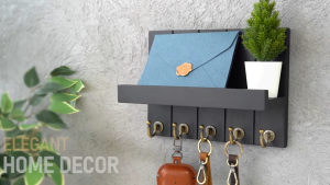 Solid Wood Storage Box Wall Mounted Wooden Key Holder with Mail Storage Basket Organizer Key Holder Mail Organizer Wall Mount Key and Mail Holder Key Rack for Kitchen Living Room Mudroom Office