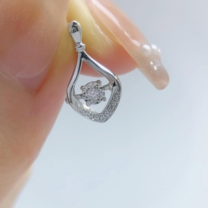 LAZO DIAMOND Precious Teardrop Dancing Diamond Pendant in 9k White Gold