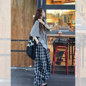 Summer Fashion Set Womens T-shirt Wide-leg Pants Two-piece Suit Comfortable High Elasticity round Neck Short Sleeve Casual Wear