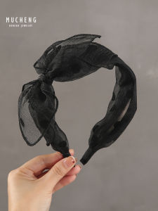 Elegant Simple Butterfly Knot Hairband Womens Versatile Net Headwear Hair Pressing Clip Stylish Silk Headband