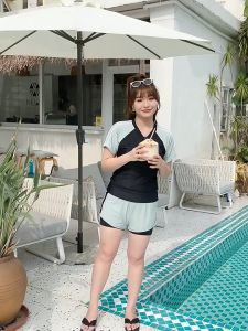 50-80KGชุดว่ายน้ําสาวอวบ ชุดสาวอวบ ขนาดใหญ่ ทูพีช ผ้าเนื้อดี มีเชือกผูก เป็นยางยืด กันUV กางเกงนิรภัยที่สวมใส่สบาย 96186