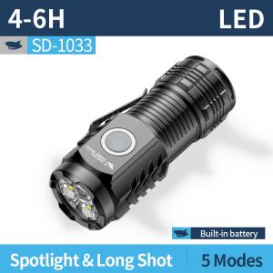 SMILING SHARK Mini Flashlight LED*3 Rechargeable Small Torch Light 5Mode Waterproof Outdoor Camping Night Hiking SD1033