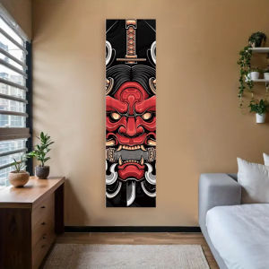 VIKAMA Japanese Oni Hannya Snake Tattoo Vertical Tapestry Vintage Oriental Art Wall Hanging for Bedroom Home Decor