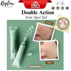 REGLOW BEAUTYCARE - Double Action Acne Spot Gel Obat Jerawat | SALICYLE ACID | BHA | TEA TREE OIL | VITAMIN E | 15 ml
