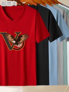 Extra Large Size V Neck Short-Sleeved T-shirt Mens Summer New Arrival Plus-Size Fat Guy Extra Large plus Size Print Top T-shirt 150.00kg