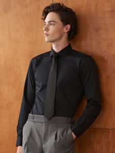 Solid Color Business Fitted Non-iron Dress Shirt