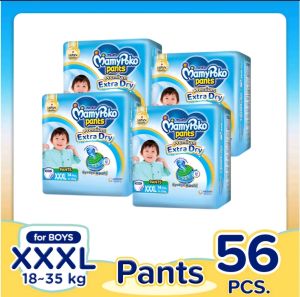 MamyPoko Extra Dry Boys Pants Diaper XXXL 56pcs – For 18-35kg Toddlers | Japan Quality | Super Absorbent | Anti-Rash | Hypoallergenic Diaper Pants