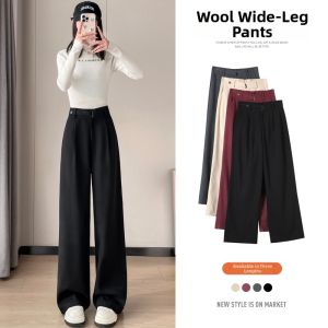 La Chapelle | Warm Fleece Lined High Waist Suit Pants Flared Trousers