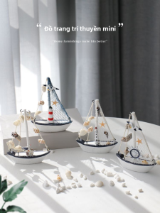 Mô Hình Thuyền Gỗ Địa Trung Hải Miniature Cổ Điển Trang Trí Bàn Nhà Sáng Tạo Phụ Kiện Chụp Ảnh Trang Trí Nhà Cửa