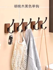 [OKLIFE. SG]Nordic Style Solid Wood Black white Wooden Hook Towel Hanger Door Hook Wall Rack Hooks Coat Clothes Holder.