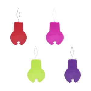 5pcs Plastic Threader Stringing Machines with Blade Cutter Cross Stitch Sliver Bow Wire Needles Insertion Tools Sewing DIY Craft