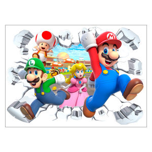 Bandai | Mario Wall Stickers 3D Super Mario Bros Wall Stickers Mario Cartoon Wallpaper Wall Decals for Super Mario Party Decorations