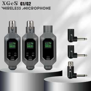 Wireless microphone transmitter receiver plugged into XLR microphone wireless system suitable for 48V capacitive microphone