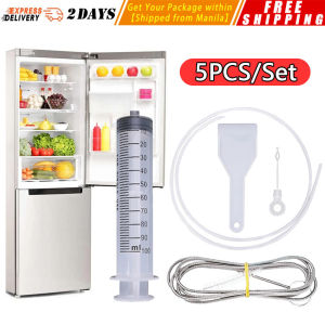 5Pcs/Set Refrigerator Drain Clean Brush Wash Brush Suction Syringe Hose Fridge Cleaner Stick Dredge Tool 1.5M Drain Hole Kit HSQ-Refrigerator-Clean-Kit