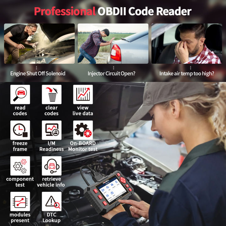 Foxwell NT604 ยอด OBD2 สแกนเนอร์ ABS / SRS / AT TCM Transmimssion Clean