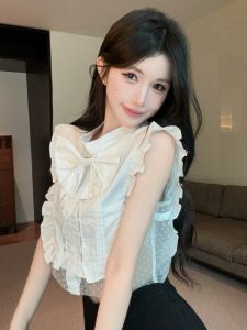 GUZILIAN | Sweet & Elegant Bow Mesh Vest Top