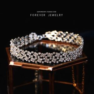 Fashionable Adjustable Water Diamond Necklace Elegant Evening Wedding Dress Accessory Super Shiny Simple Match All Alloy Material