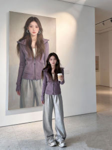 SUHUIQIAN | Hooded Chic Spring Jacket Women Purple Slim Fit Zipper