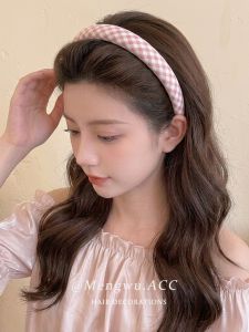 MENGWU | Plaid High-top Headband Hair Clip 2026 New Summer