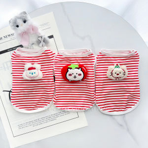 Red Pet Clothes Summer Thin Anti-Fur Loss Striped Vest for Cats And Dogs Small Medium Teddy Bichon Cute Striped Vest