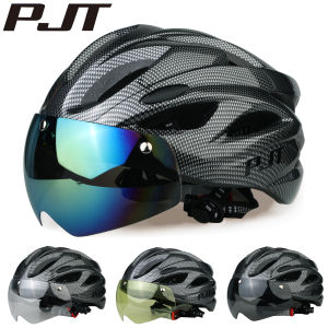 PJT Lightweight Breathable Bicycle Helmet With Magnetic Attraction Goggles Lens Bike Helmet Free Switching Adult Cycling Helmet