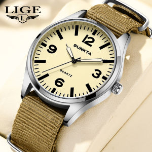 LIGE Sub Brand SUNKTA New Sport Watch For Men Fashion Nylon Strap Waterproof Luminous Men Watch Casual Business Men Quartz Watches + Box